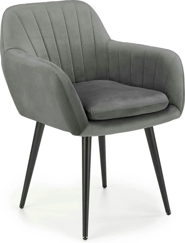 Scaun K429, gri, stofa catifelata/metal, 58x53x80 cm