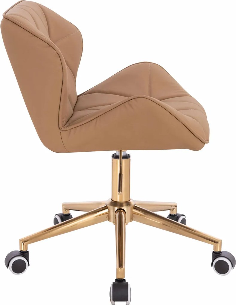 HR111K Scaun Caramel Piele Ecologica Premium Soft cu Bază Aurie