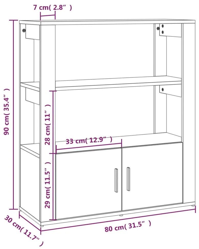 Servanta, gri sonoma, 80x30x90 cm, lemn prelucrat 1, sonoma gri