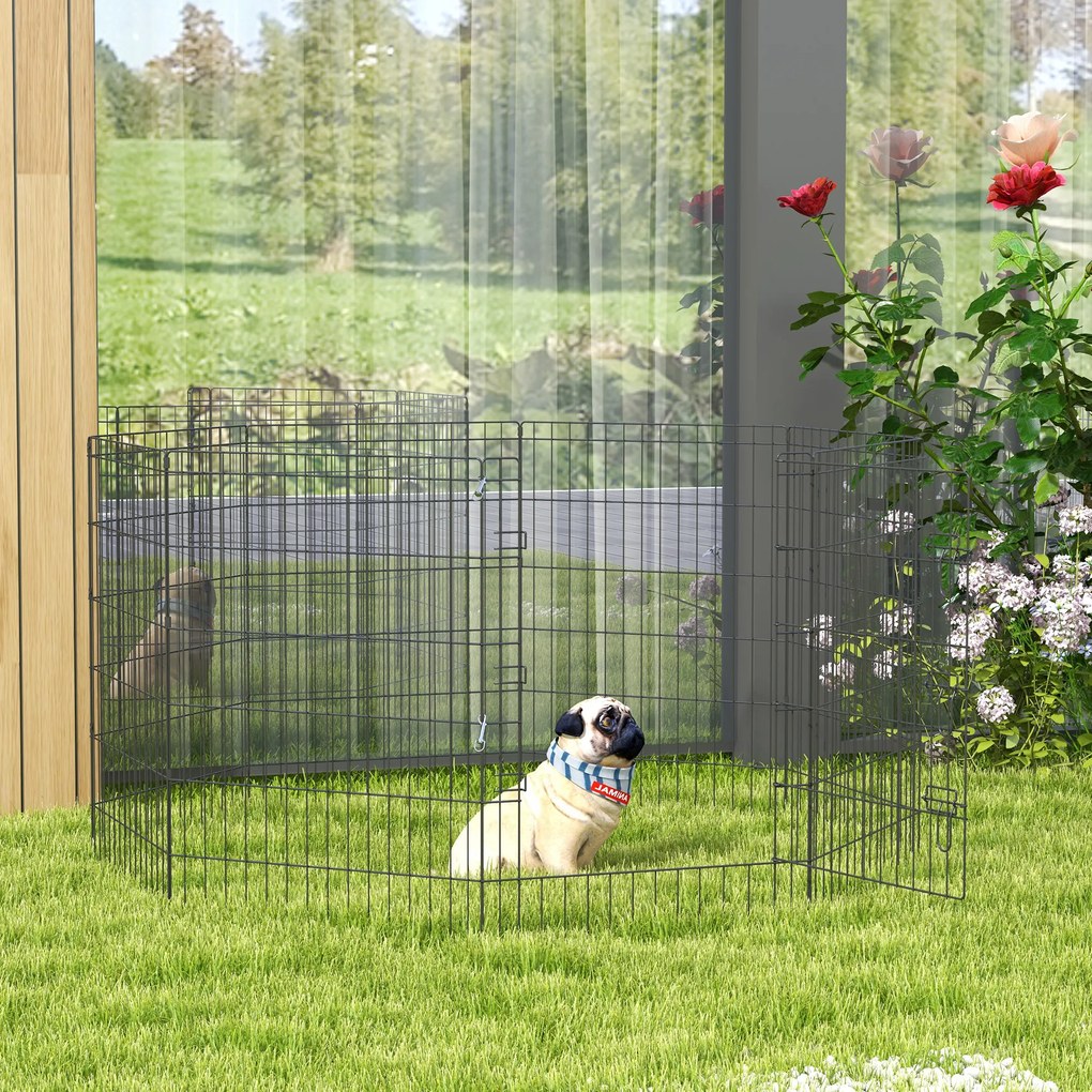 PawHut Parc modular pentru câini iepuri rozătoare gard pentru animale mici interior și exterior 61 x 91 cm negru | Aosom Romania