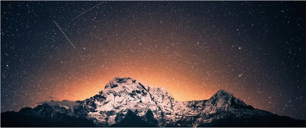 Tablou cu cerul nocturn cu munți (120x50 cm)