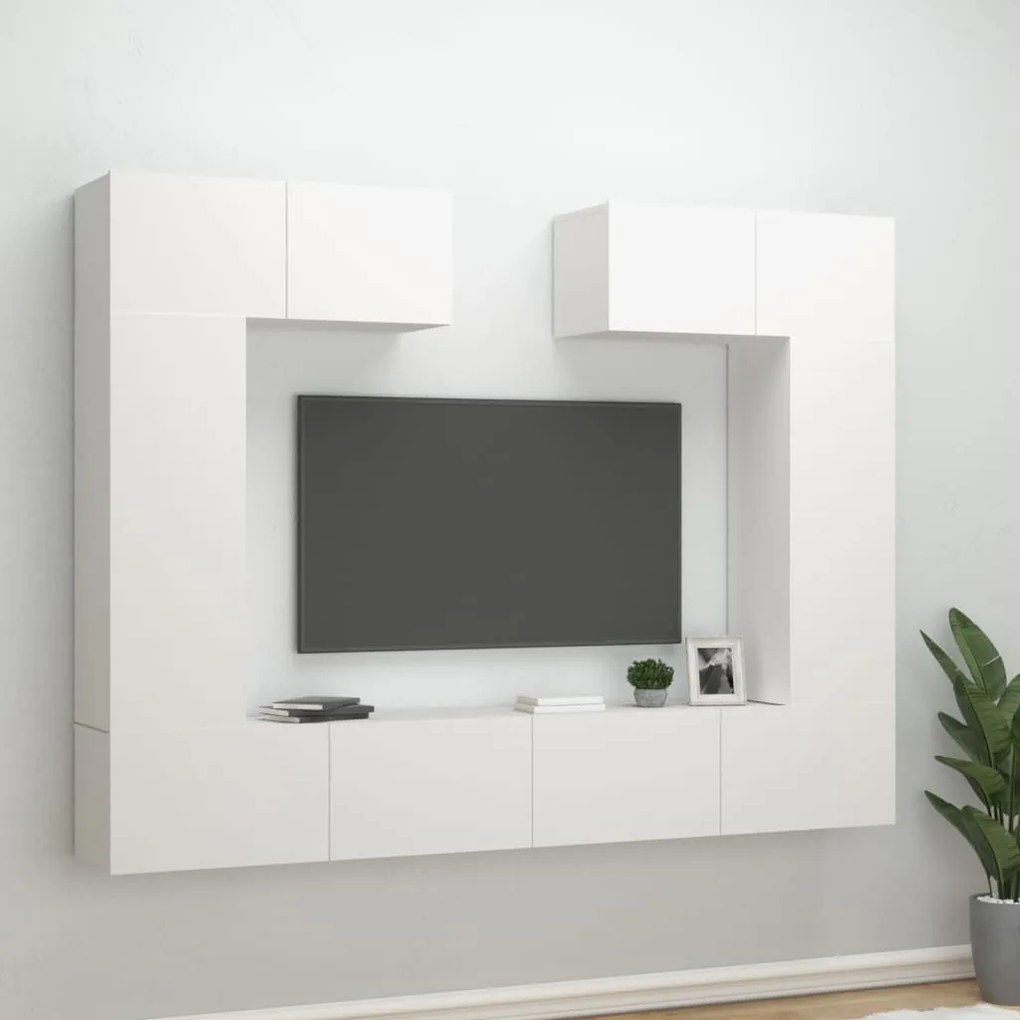 vidaXL Set dulap TV, 6 piese, alb, lemn prelucrat