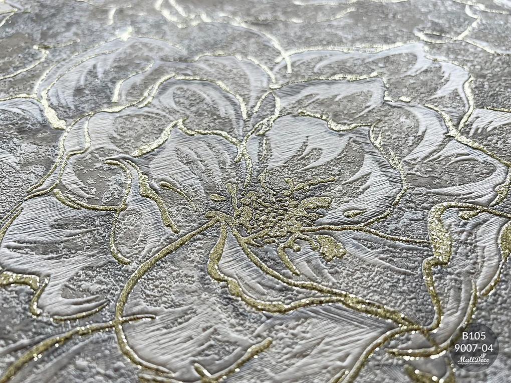 Tapet floral de lux, auriu-crem, model Florenta