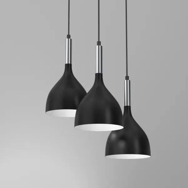 Lustră pe cablu NOAK 3xE27/60W/230V neagră/crom lucios