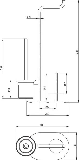 SILIA - Suport Hârtie Igienică Stativ, 3 Funcții, Bronz Periat (ADI_C732)