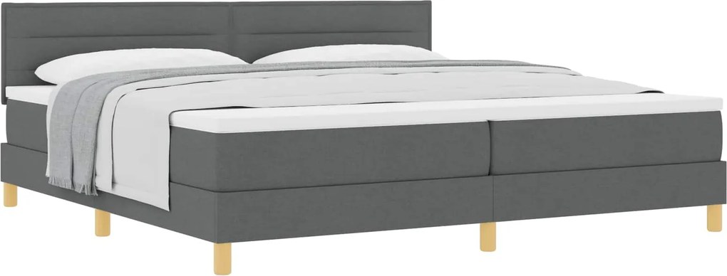 vidaXL Pat cu arcuri cu saltea Gri închis 200 x 200 cm țesătură