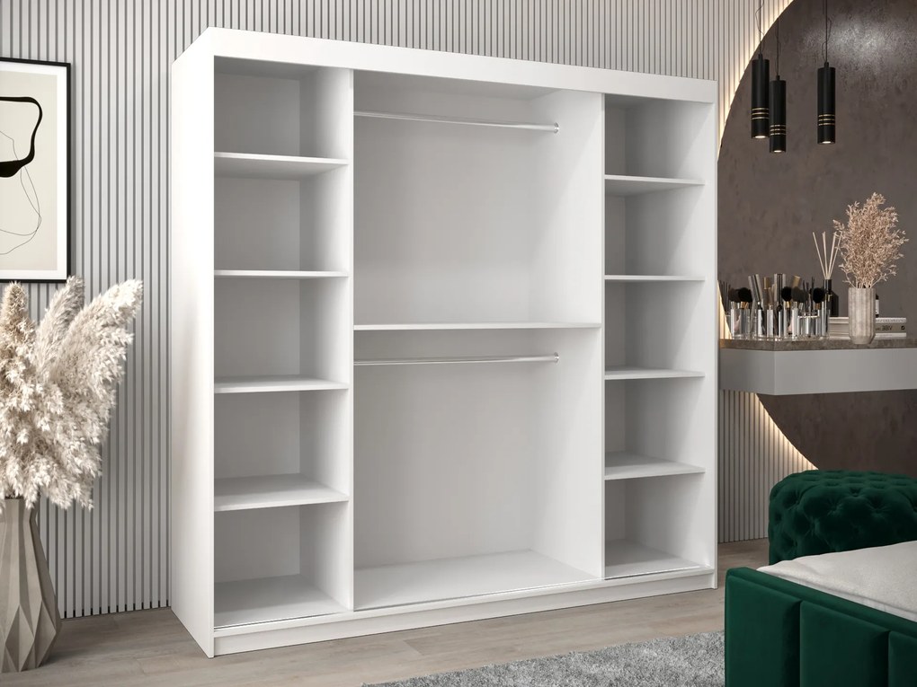 Dulap de haine 200 cm Eclipse (Alb mat + Stejar artisan). 1063429