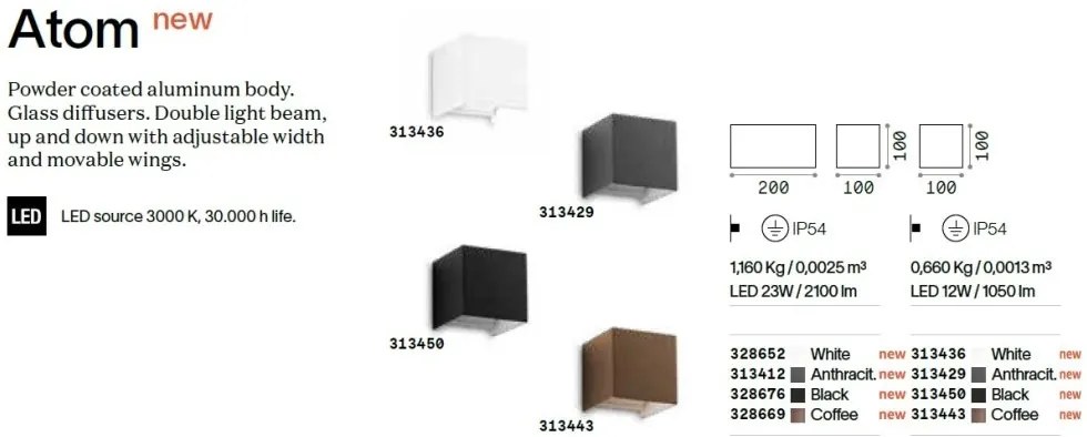 Aplica LED de exterior ambientala Ip54 Atom ap d20 alba