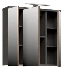 Dulap de baie suspendat VENOM cu oglindă, antracit/maro