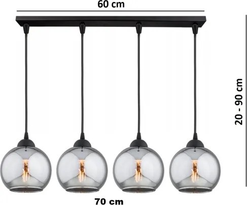 Brilagi - Lustră pe cablu DIOR 4xE27/60W/230V negru/gri fumuriu