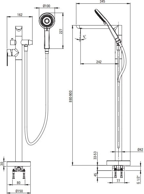 Alpinia⭐️Gold Baterie stativa finisaj auriu cu montaj pe pardoseala pentru cada freestanding BGA_Z17M