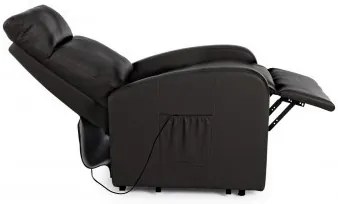 Fotoliu recliner electric negru din piele ecologica si lemn, Alzapersona Bizzotto