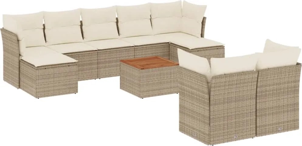vidaXL Set canapele de grădină cu perne, 10 piese, bej, poliratan
