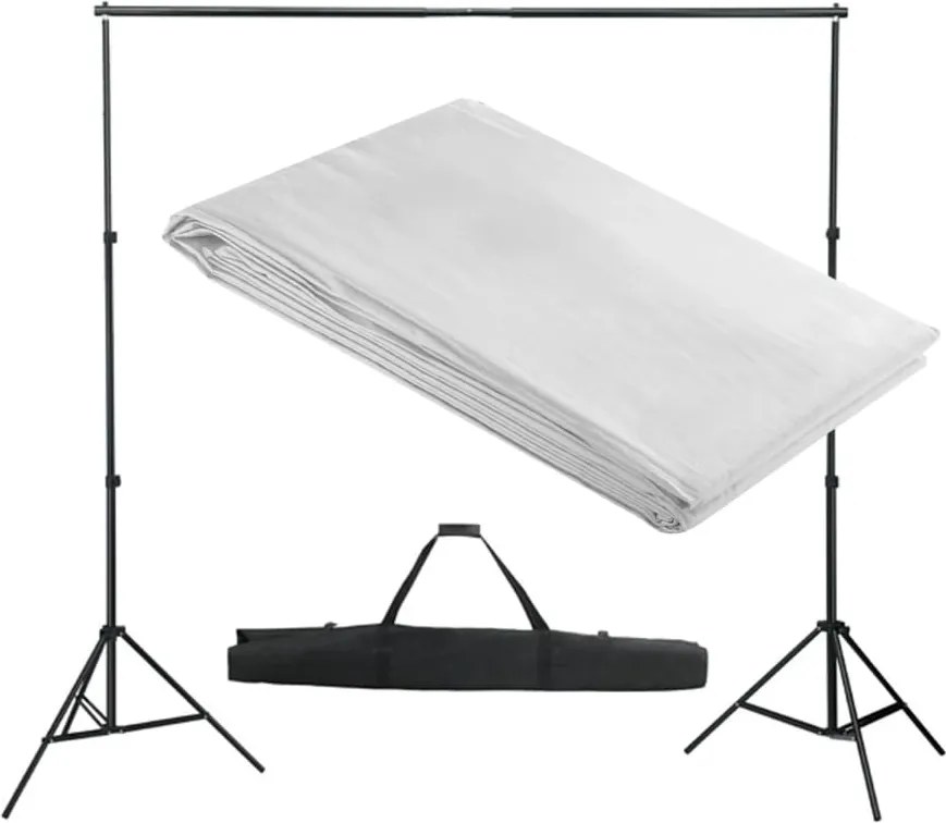 vidaXL Sistem de suport fundal, 300 x 300 cm, alb