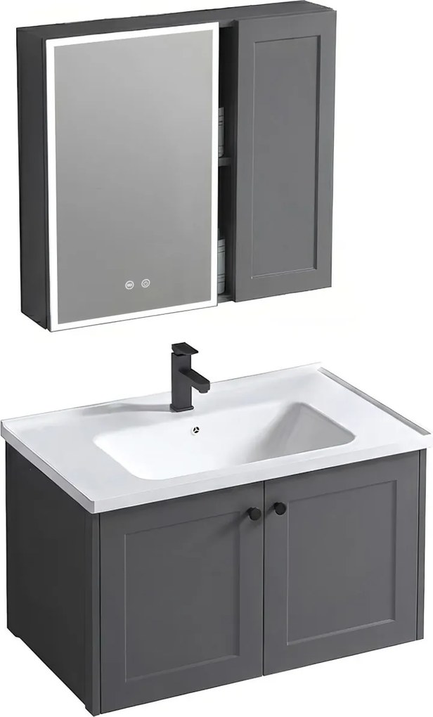 Set mobilier de baie cu lavoar Monti 60cm Grey