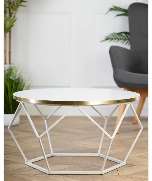 Măsuță de cafea DIAMOND 40x70 cm auriu/alb