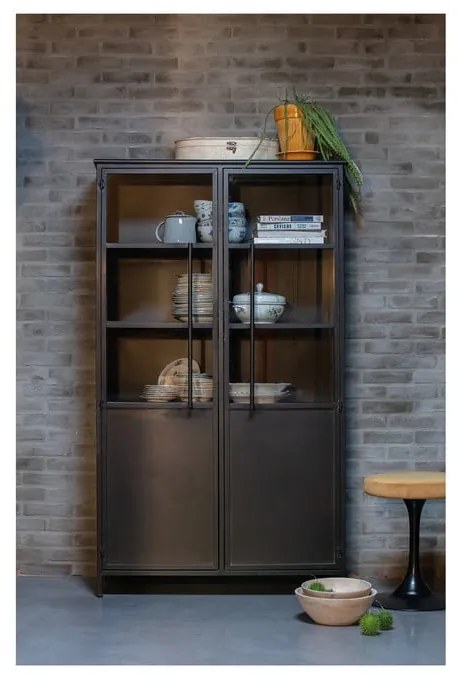 Vitrină neagră din metal 99x170x44 cm Exhibit – WOOOD