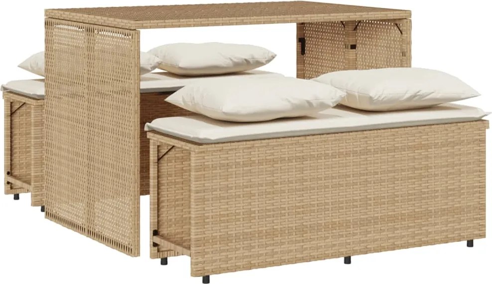 vidaXL Set mobilier de grădină cu perne, 3 piese, bej, poliratan