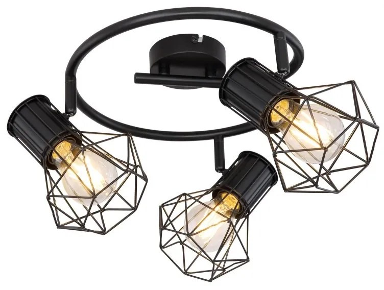 Plafoniera cu 3 spoturi design industrial PRISKA negru