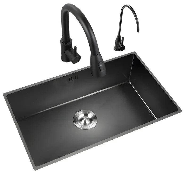 Chiuveta Bucatarie Profesionala , Incorporata in blat, Inox,HM GRI-NEGRU, 75X45 CM