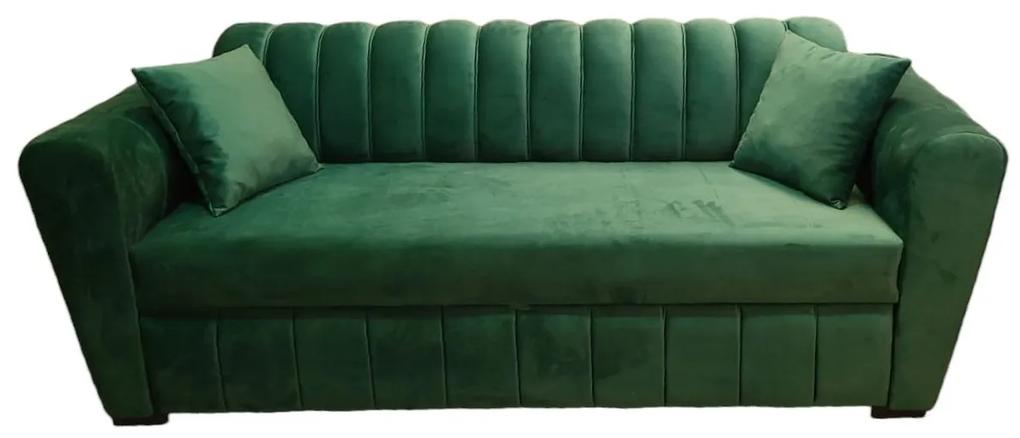Canapea extensibila DEFNE, 225 cm L, Verde, Pluș
