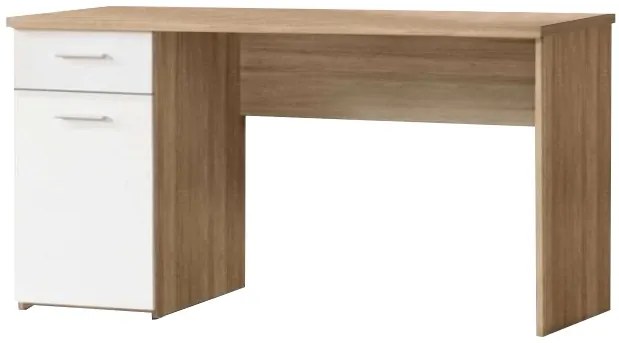 Birou calculator cu usa si sertar Egon sonoma cu alb,137x60x76,3 cm