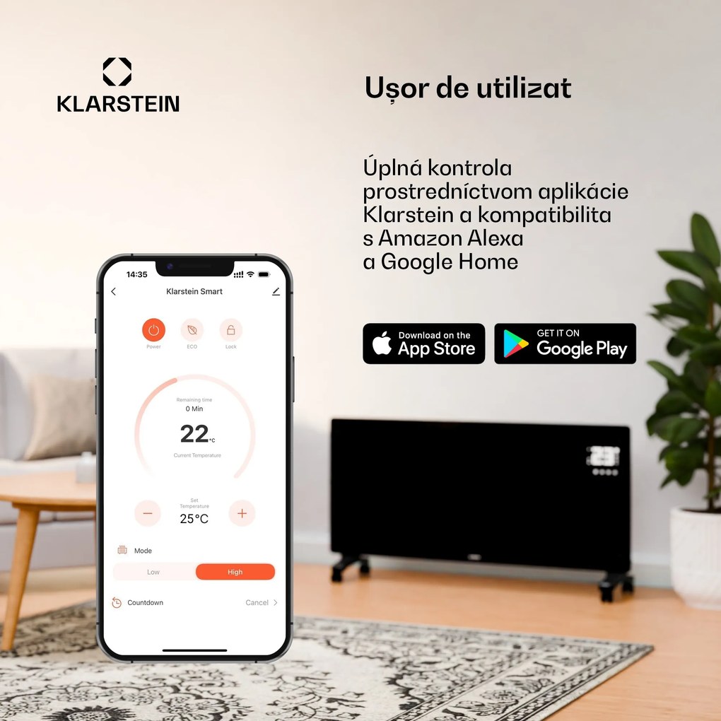Klarstein Wonderwall Air Smart 770, încălzitor cu infraroșu, 60 x 120 cm, 770 W, aplicație