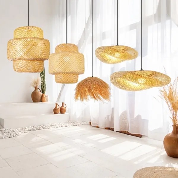 Lustră pe cablu Immax 08272L NATURALEZA 1xE27/40W/230V d. 55 cm ratan