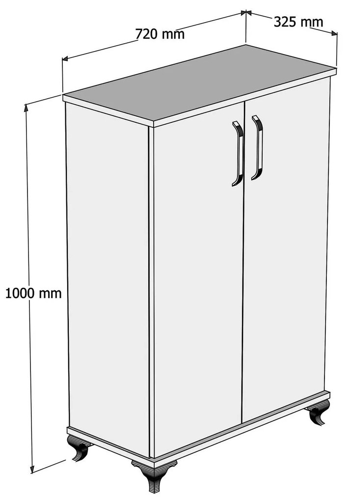 Comodă pentru pantofi Asta - Walnut, White
