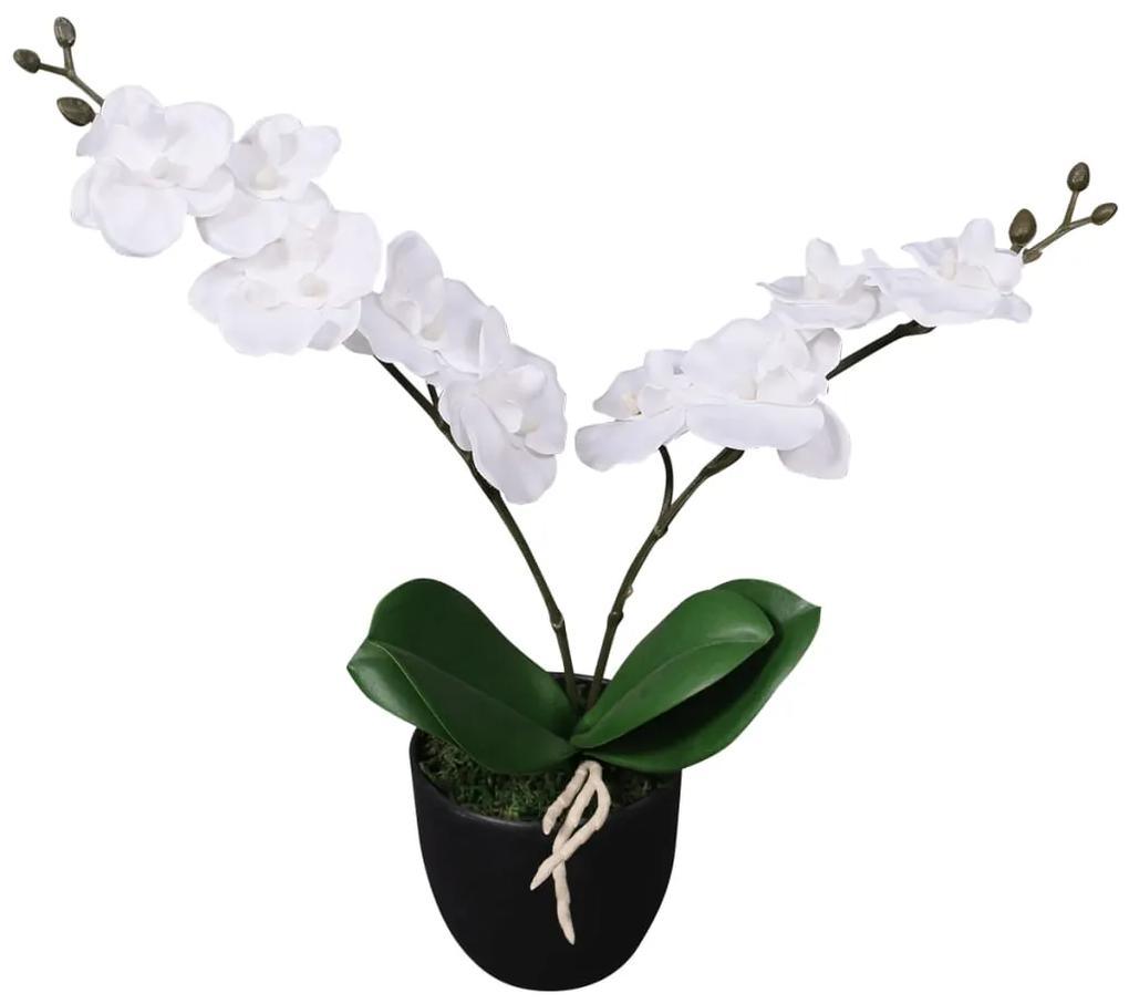 Planta artificiala orhidee cu ghiveci, 30 cm, alb 1, Alb, 30 cm