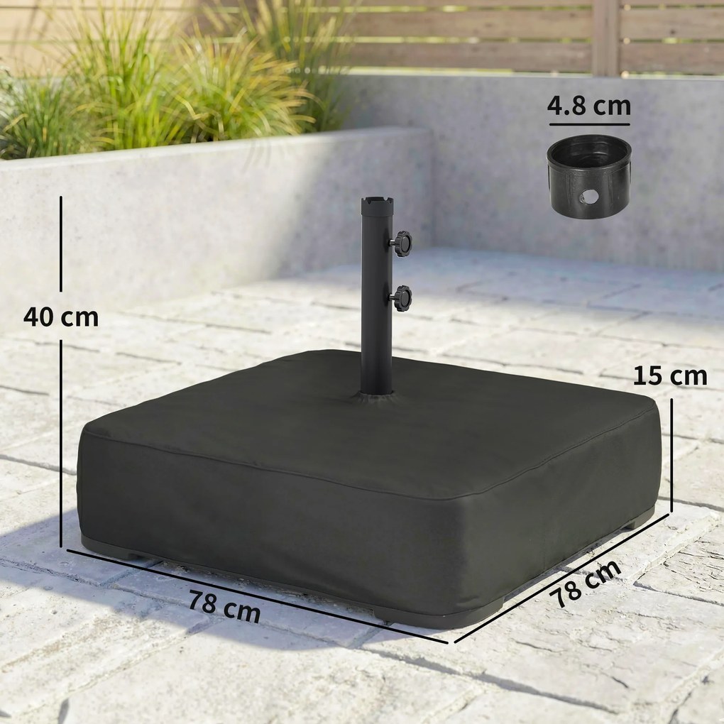 Outsunny Bază pentru Umbrelă Reumplibilă cu Nisip 80 kg/Nisip Umed 90 kg, pentru Tije de Ø48 mm, Negru | Aosom Romania