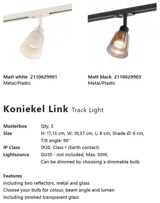 Accesoriu, Spot directionabil Koniekel negru, pentru sina Nordlux Link