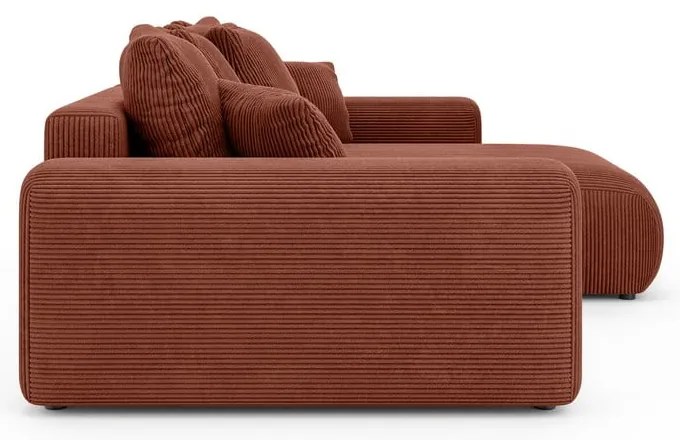 Colțar cărămiziu extensibil/cu spațiu de depozitare cu tapițerie din catifea reiată (cu colț variabil) Luma – Ropez