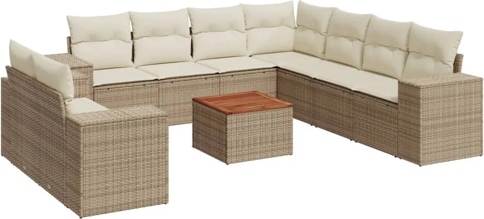 vidaXL Set canapele de grădină cu perne, 10 piese, bej, poliratan