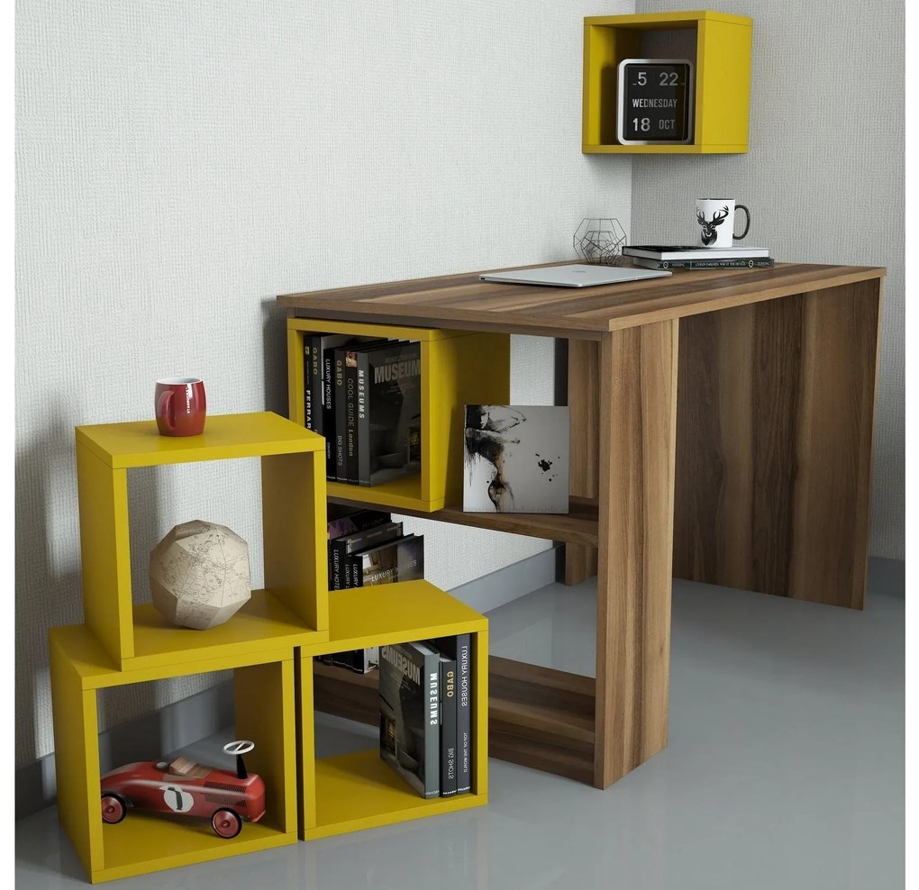Masă PC Babar (Nuc + Galben). 1088232