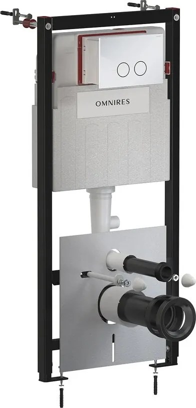 Rezervor incastrat Omnires StrongFrame pentru vas WC suspendat si clapeta de actionare Steel-R45 finisaj crom lucios