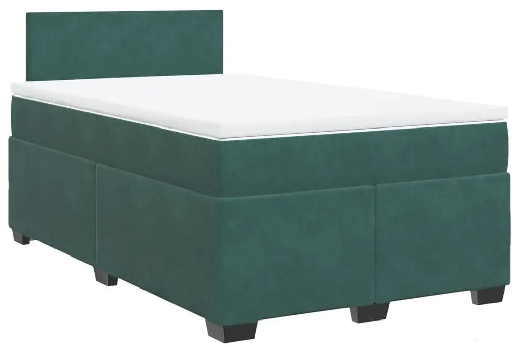 3286255 vidaXL Pat box spring cu saltea, verde închis, 120x190 cm, catifea