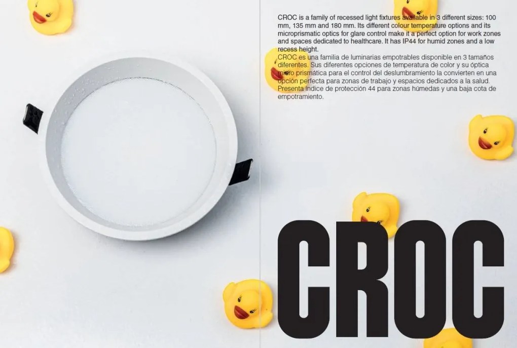 Spot LED incastrabil CROC IP44 recessed white 9W 10cm 90 grade 2700K CRI90