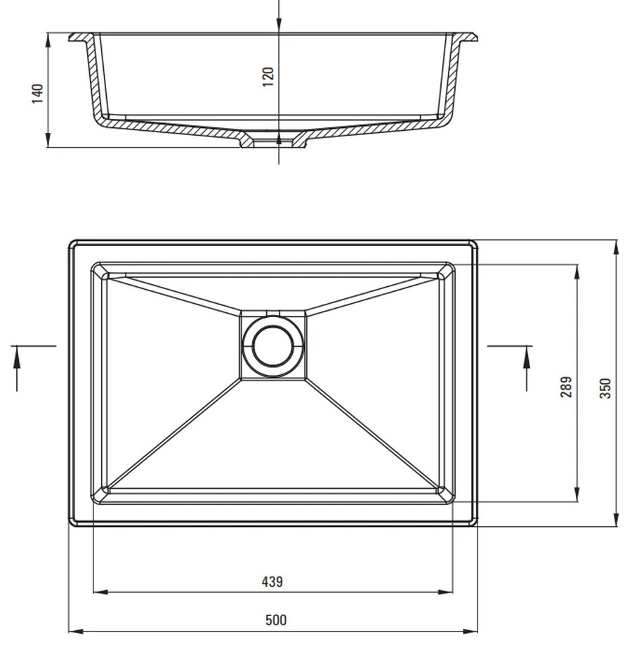 Lavoar incastrat compozit negru Deante Correo, dreptunghiular, 50 cm Negru mat