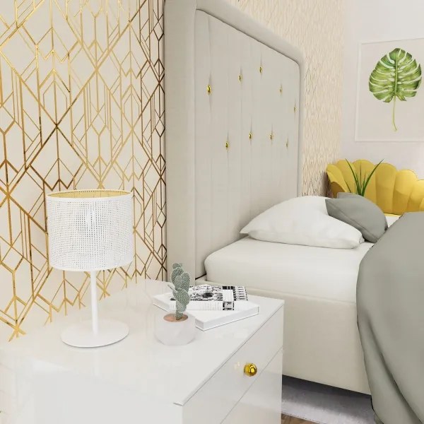 Lampă de masă LOFT SHADE 1xE27/60W/230V d. 18 cm albă/aurie