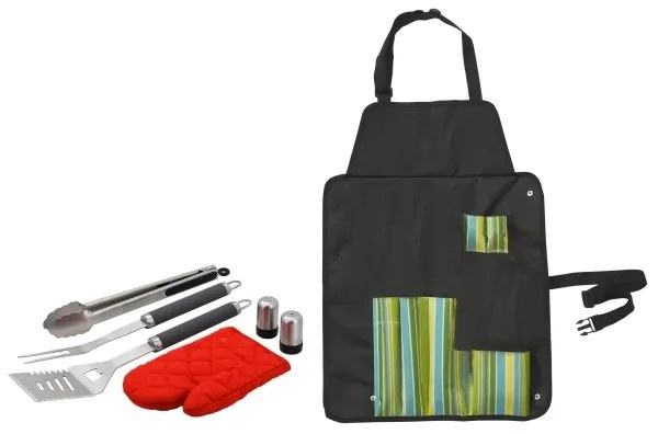 Ustensile din oțel inoxidabil pentru grătar 7 buc. + șorț