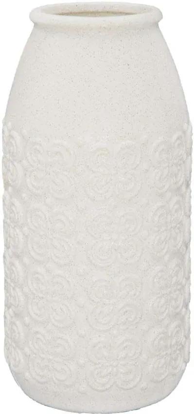 Vază decorativă Anabel, 40.5x19.5x19.5 cm, ceramica, alb/ gri