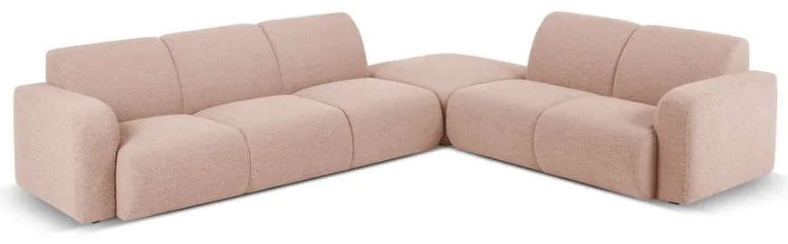 Colțar roz cu tapițerie din stofă bouclé (colț dreapta) Molino – Micadoni Home