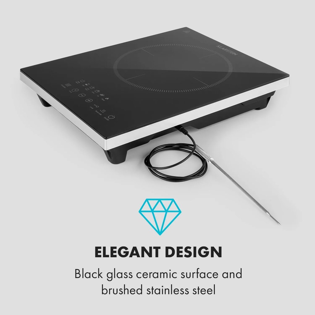 Klarstein Cook n Roll, plită cu inducție, 2000W, cronometru de 3 ore, 10 grade, negru