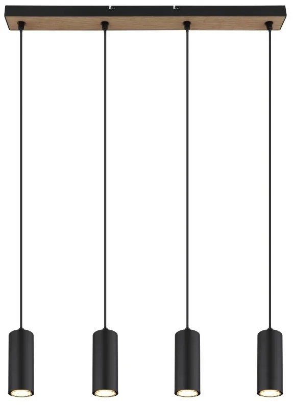 Lustra 4L design industrial Robby negru, maro