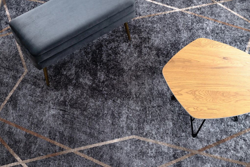 MIRO 51233.809 covor lavabil Geometric anti-alunecare - gri - SECUNDAR-COTATI PRODUSUL