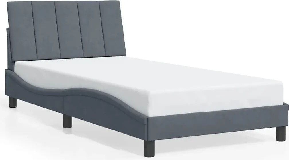 vidaXL Cadru de pat fără saltea, Hanko, gri închis, 100x200 cm, catifea