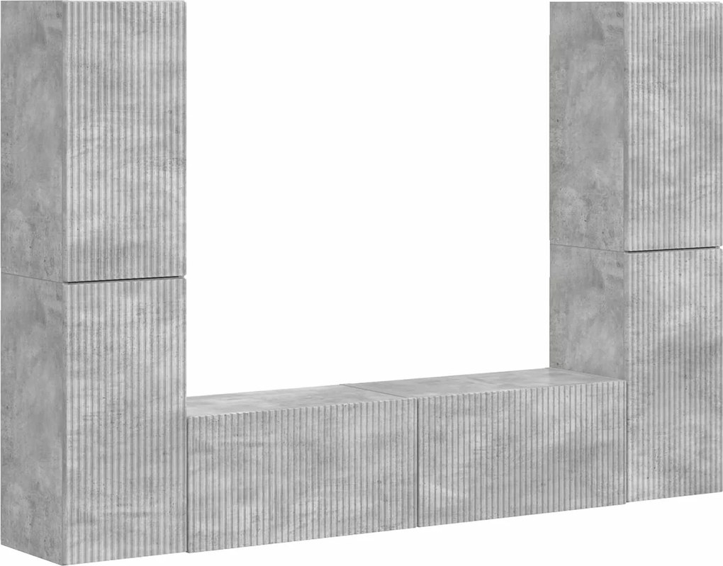 vidaXL Set comodă TV 6 pcs Gri din beton Lemn compozit