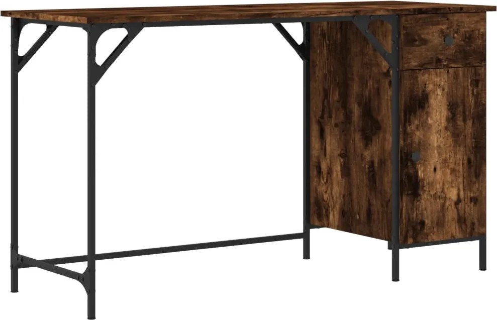 vidaXL Birou, stejar fumuriu, 131x48x75 cm, lemn prelucrat