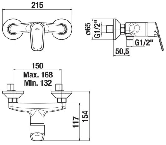 Baterie de duș JIKA H3312E70044001 TALAS crom lucios